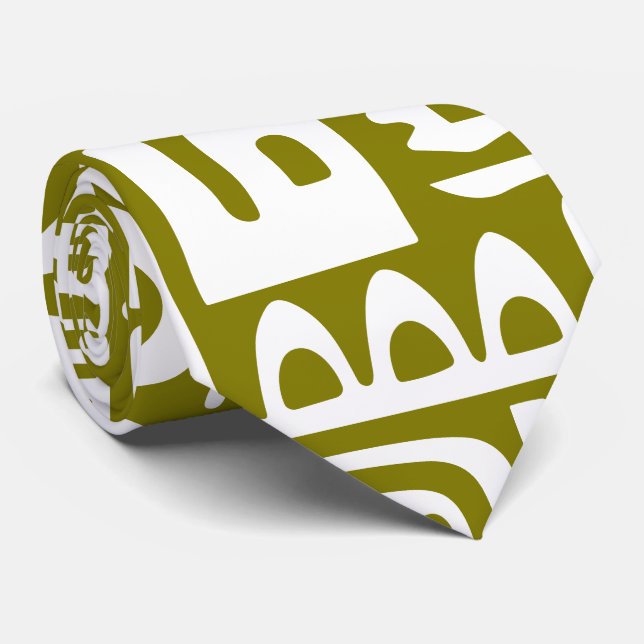 Oliv grönt och vita luder på 7 slips (Rullad)