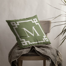 Oliv grönt och vita monogrammet grekiska Nyckel Gr