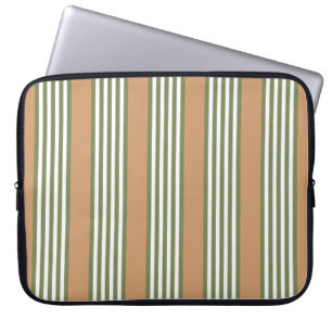 Oliv grönt och vita rand mönster med tan laptop fodral