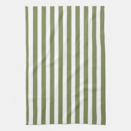 Oliv grönt och vitt kandy rand kökshandduk