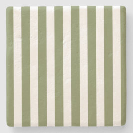 Oliv grönt och vitt kandy rand stenunderlägg