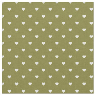Oliv grönt Polka Dot Hearts Tyg