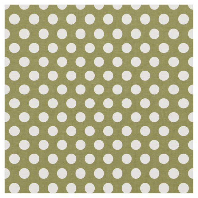 Oliv grönt Polka dots Tyg (Närbild)