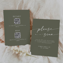 Oliv grönt QR-kodinformation för Boho Chic OSA Kort