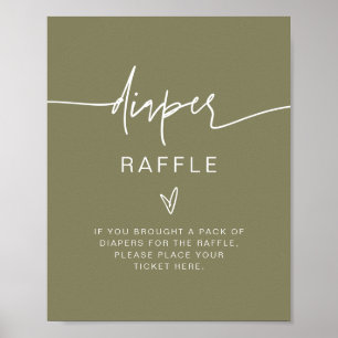 OLIV GRÖNT Raffle-spelskylt för MARLO Boho Poster