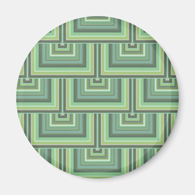 Oliv grönt rand kvadratskalor mönster magnet (Framsidan)