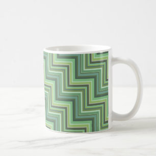 Oliv grönt rand trappor mönster kaffemugg