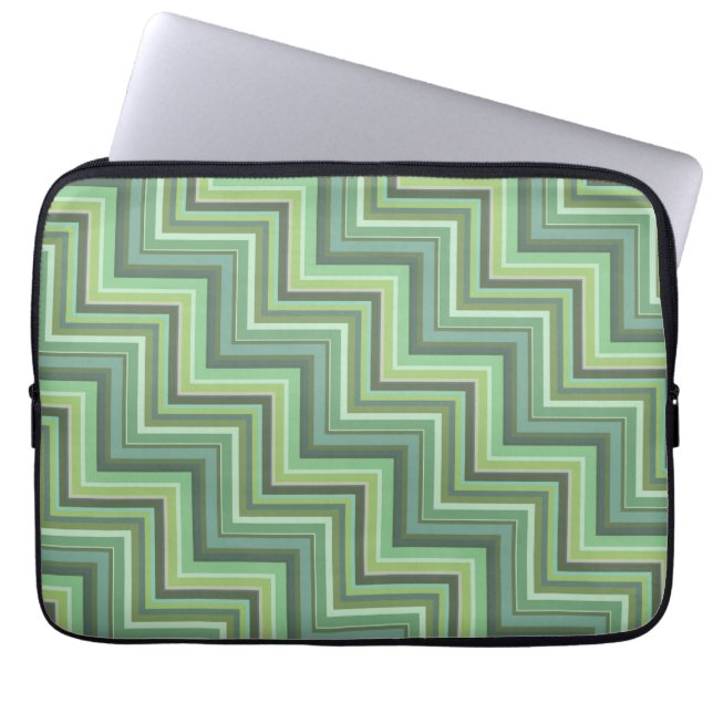 Oliv grönt rand trappor mönster laptop sleeve (Framsidan)