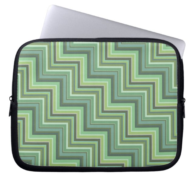 Oliv grönt rand trappor mönster laptop sleeve (Framsidan)