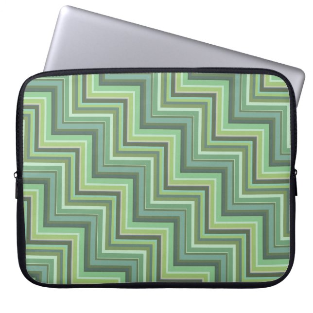 Oliv grönt rand trappor mönster laptop sleeve (Framsidan)
