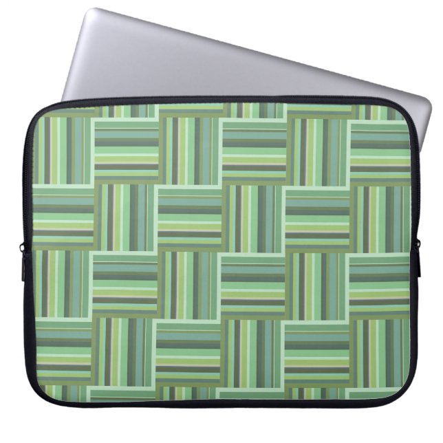Oliv grönt rand, västra mönster laptop sleeve (Framsidan)