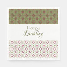 Oliv grönt Raspberry Papper Birthday Napkins