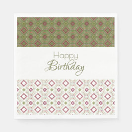 Oliv grönt Raspberry Papper Birthday Napkins Pappersservett