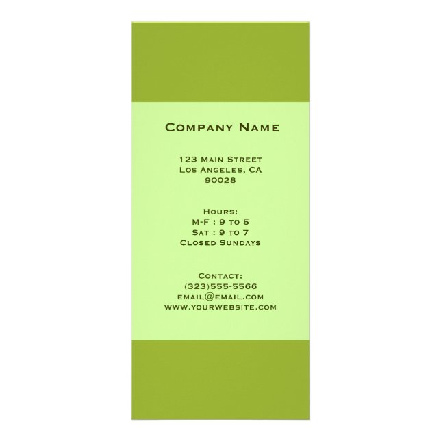 oliv grönt reklamkort (Framsidan)