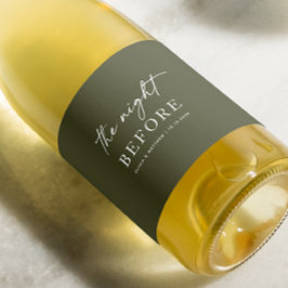 Oliv grönt repetitionsmiddag | Natt före skript Vinflaska Etikett