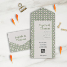 Oliv grönt Retro Bröllop i mitten av århundradet