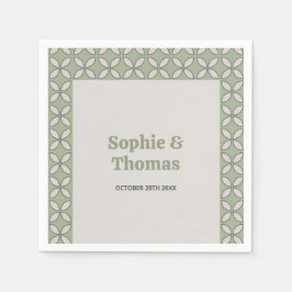 Oliv grönt Retro Bröllop i mitten av århundradet Pappersservett