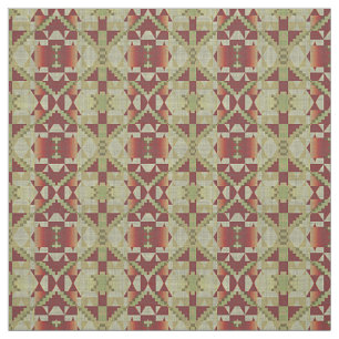Oliv grönt röd Orange Ochre Brown Ethnic look Tyg