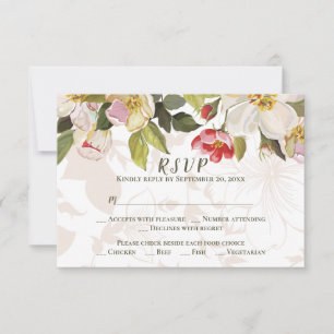 Oliv grönt Rosa Magnolia Flowers Bröllop OSA Kort