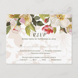 Oliv grönt Rosa Magnolia Flowers Bröllop OSA Vykort