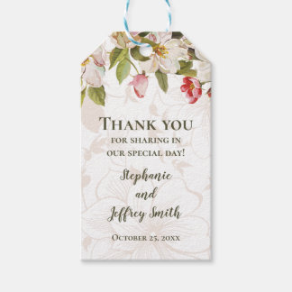 Oliv grönt Rosa Magnolia Flowers Wedding Favor Presentetikett