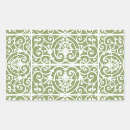 Oliv grönt rullverk mönster rektangulärt klistermärke