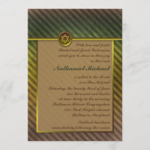 Oliv grönt, rund inbjudan till Pub Mitzvah