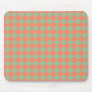 Oliv grönt Salmon Rosa Checker Diamond Mönster Musmatta