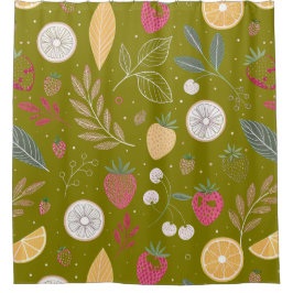 Oliv grönt skuggardiner för frukt och Blommigt