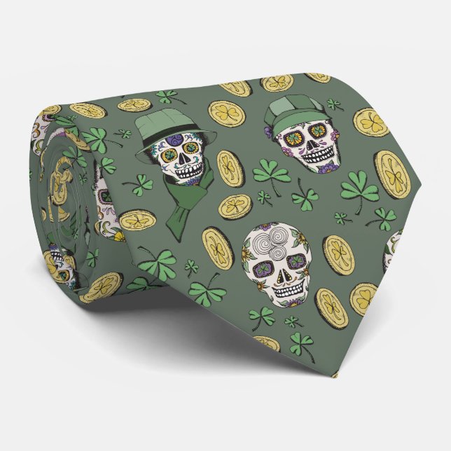 Oliv grönt St patrick's day Irish Sugar Skull Slips (Rullad)