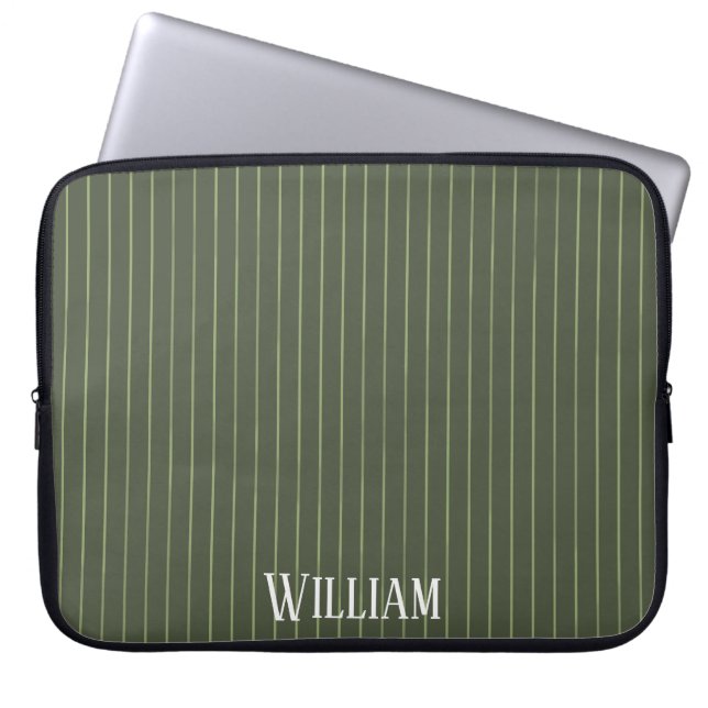 Oliv grönt streck laptop fodral (Framsidan)