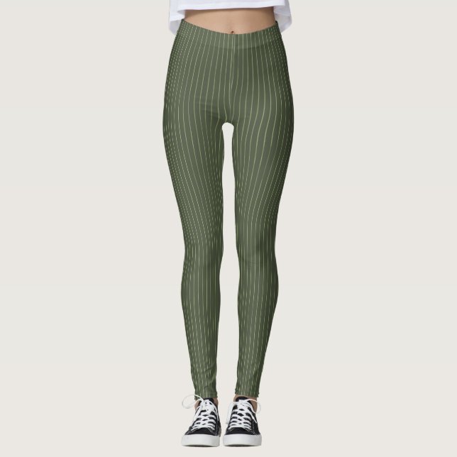 Oliv grönt streck leggings (Framsida)