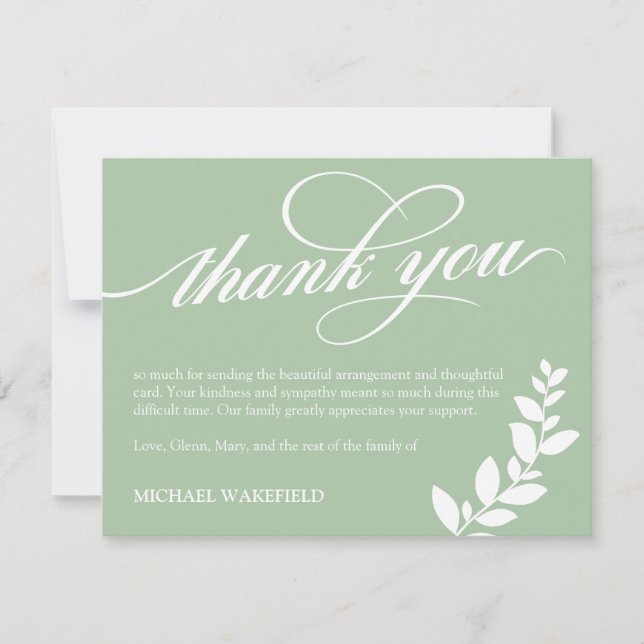 Oliv grönt Tack för sympati för vitgrekiska (Framsida)