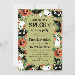Oliv grönt taloky Halloween Barns födelsedag Party Inbjudningar