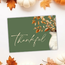 Oliv grönt Thanksgiving Modern, strålande tack Julkort