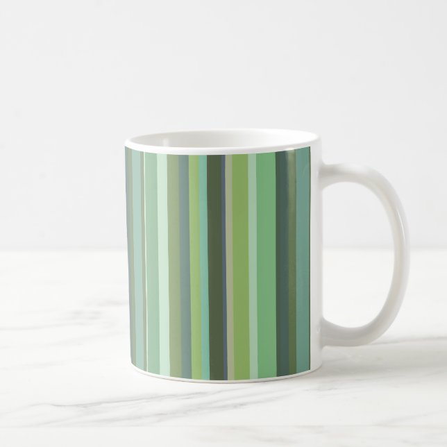 Oliv grönt vågrät rand kaffemugg (Höger)
