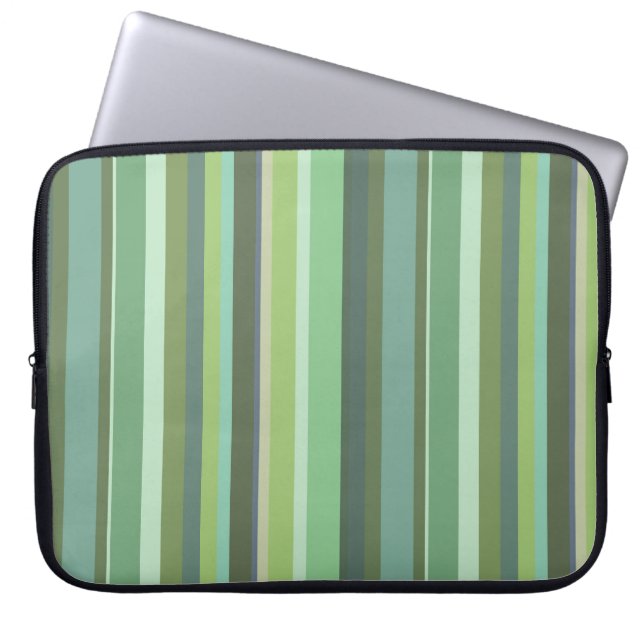 Oliv grönt vågrät rand laptop sleeve (Framsidan)