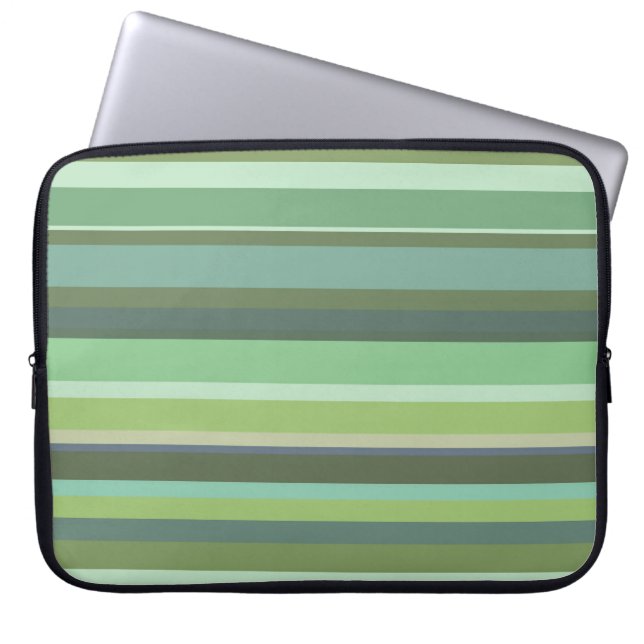 Oliv grönt vågrät rand laptop sleeve (Framsidan)