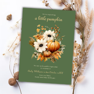 Oliv grönt väntar på en liten Gravid av Pumpkin Meddelande