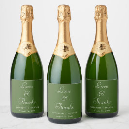 Oliv grönt vin-etiketter för bröllop elegant
