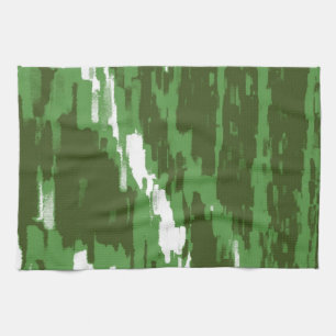 Oliv grönt Vit Abstrakt Art Retro Kitchen Towel Kökshandduk