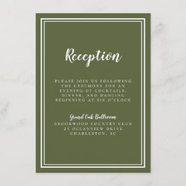 Oliv grönt Vita, bröllopsmottagning Tilläggskort