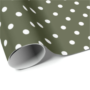 Oliv grönt Vita Polka-rotationsvarv Papper Presentpapper