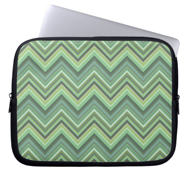Oliv grönt zigzag rand laptop sleeve (Framsidan)
