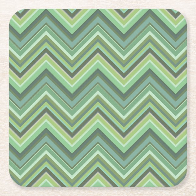 Oliv grönt zigzag rand underlägg papper kvadrat (Framsidan)