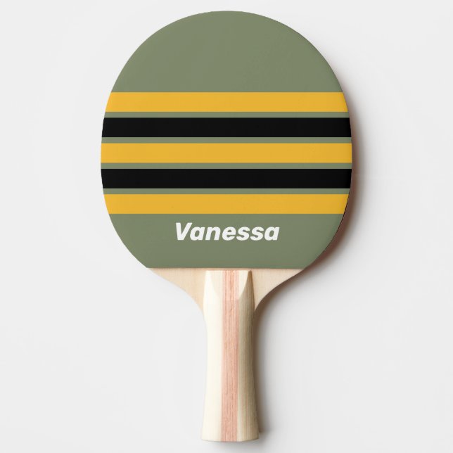 Oliv Nattljus över Randig med Namn Pingisracket (Framsidan)