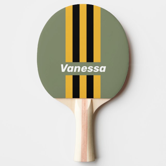 Oliv Nattljus Pin Streck med Namn Pingisracket (Framsidan)