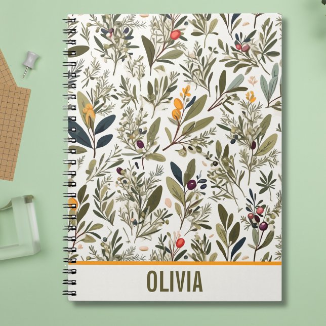 Oliv och örter Minimal Elegant Personlig Anteckningsbok (Skapare uppladdad)