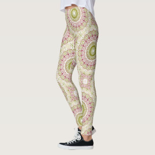 Oliv- och Rosmandalamönster Leggings
