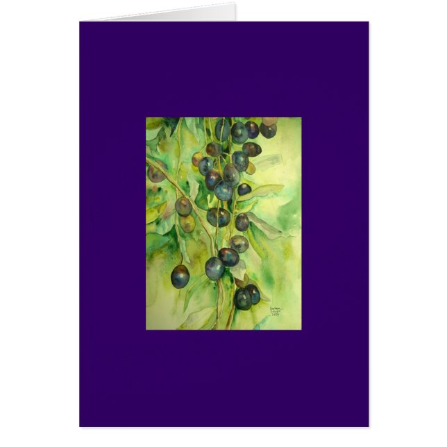 oliv sommar, sol, hälsningskort (Framsidan)